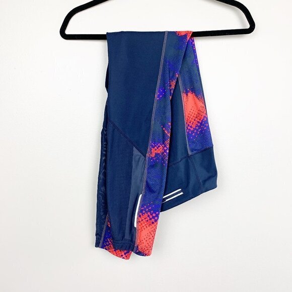 Athleta Blue & Orange Abstract Print Mesh Leggings - Size Medium - Picture 1 of 10
